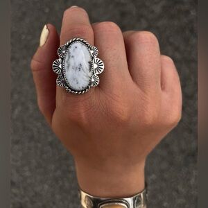 Genuine White Buffalo Southwest Ring